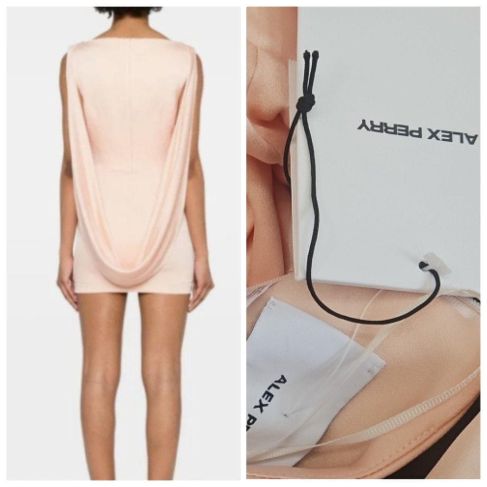 Nwt Alex Perry Salmon Cape Zendaya drape Back Sheath Mini Dress 2/4